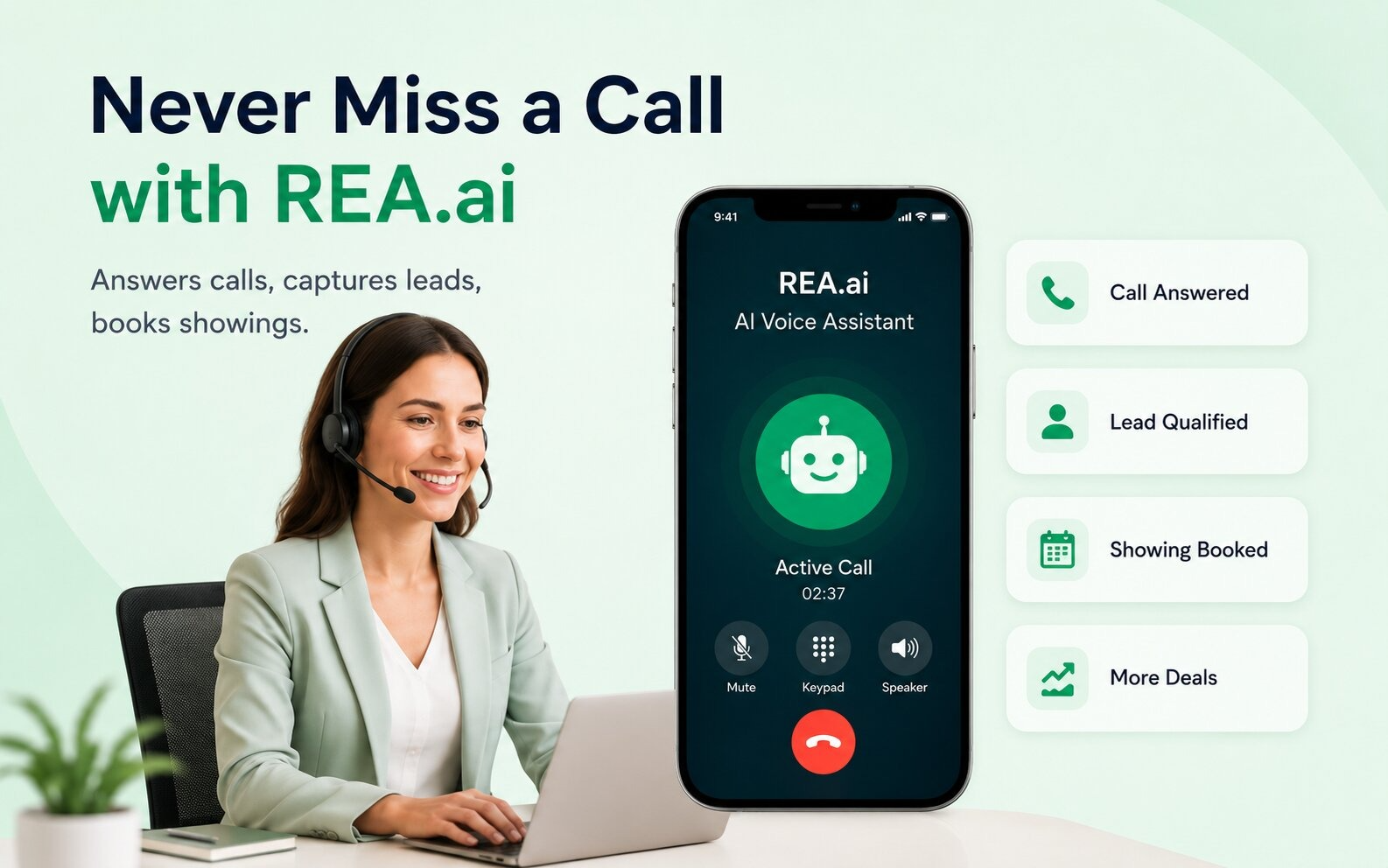 Lead captured with REA.ai Agent smiling while reviewing a captured lead on their phone